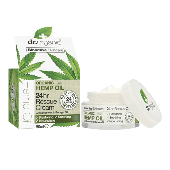 Back view of Dr Organic hemp oil 24hr rescue cream