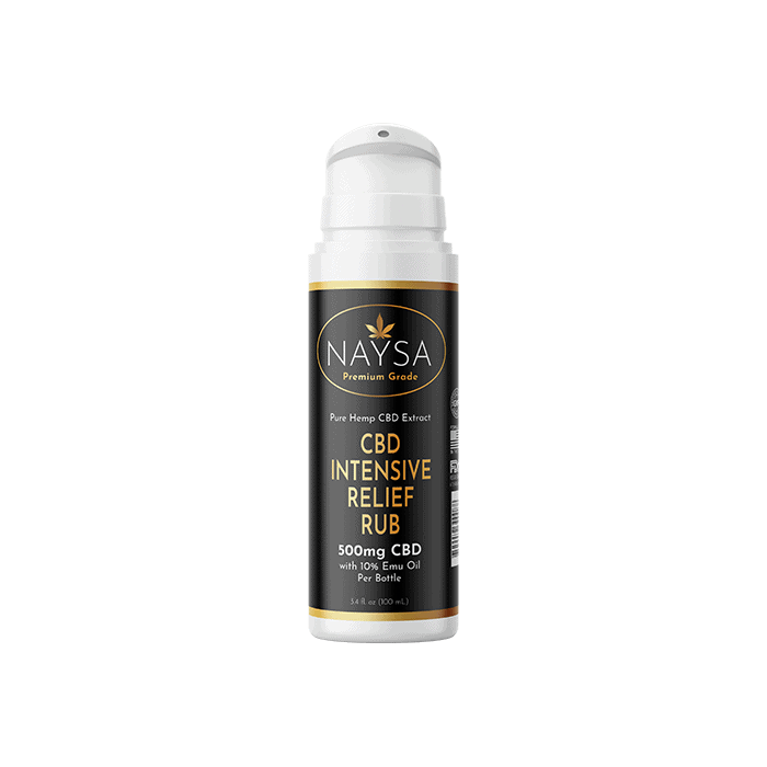 front view of Naysa premium grade cbd intensive relief rub 500mg
