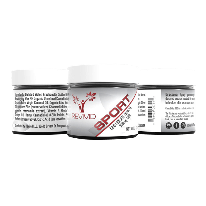 Back view of RevividSport CBD Isolate topical 500mg