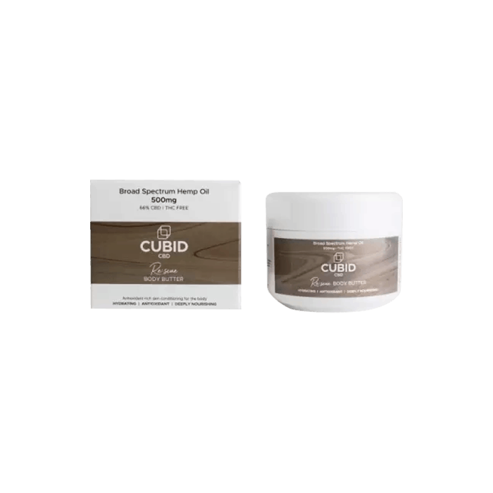 back view of cubid cbd rescue body butter