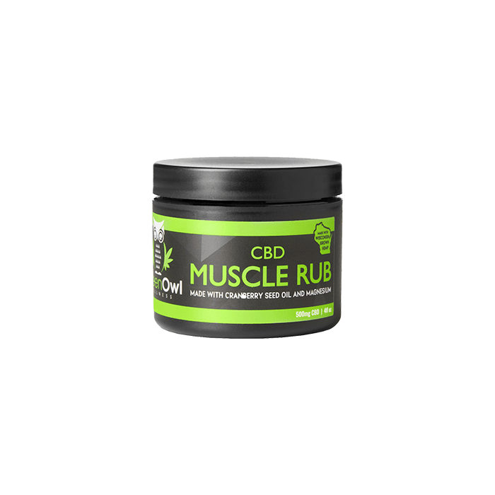 front view of green owl cbd muscle rub